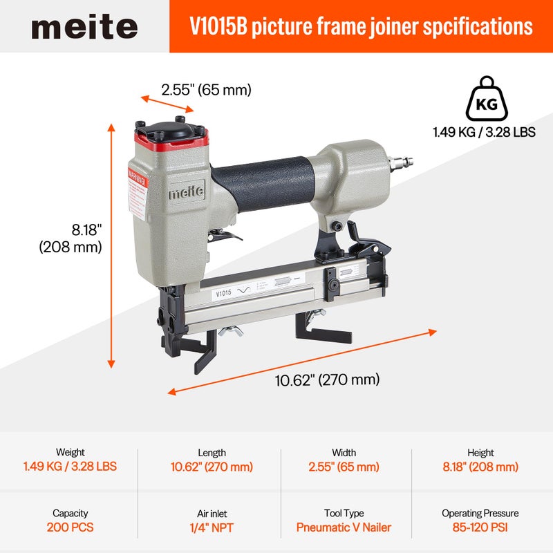 meite V-Nailer Series V1015B Picture Frame Joiner or Picture Frame Nailer (Size 9/32-Inch to 19/32-Inch) - Image 3